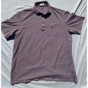 Johnnie-O Hangin Out Polo Mens Large Maroon White Striped ASU Sun Devils Pocket